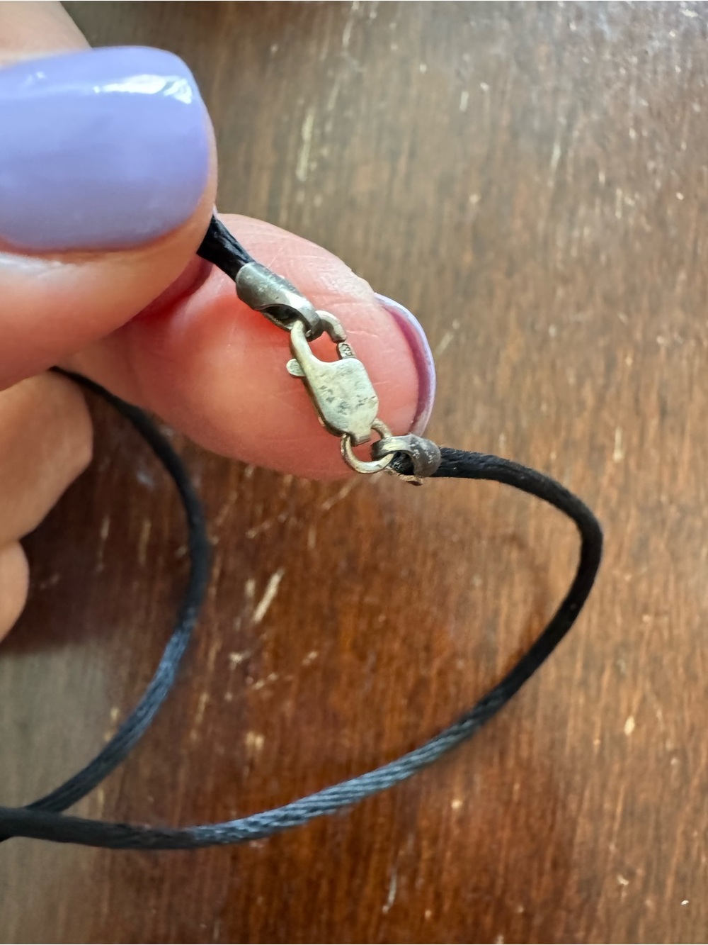 Black Bead Pendant Necklace with Cord 925 Sterling Silver Clasp - Picture 5 of 10